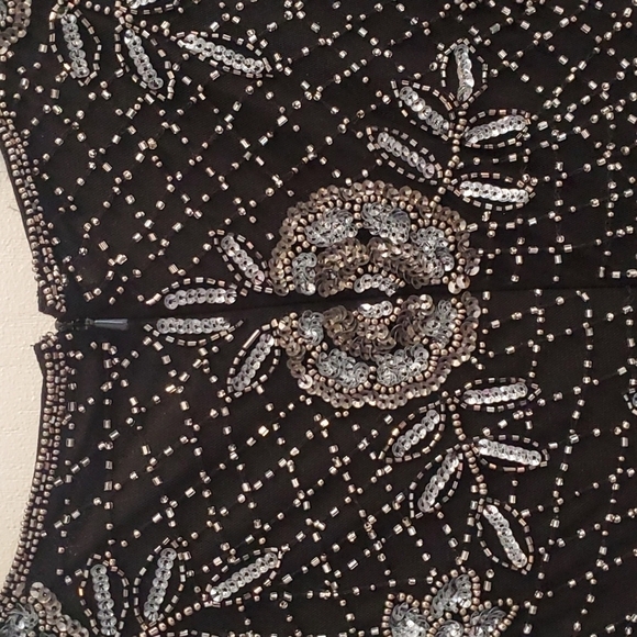 Pisarro Nights Black Vintage Maxi Beaded Sequin Gown 8 - Picture 7 of 8